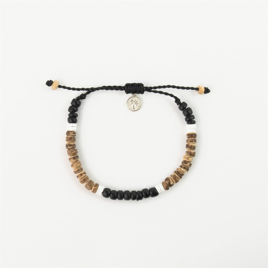 COCAP - Coconut Wood - Anklet - Black/Wht