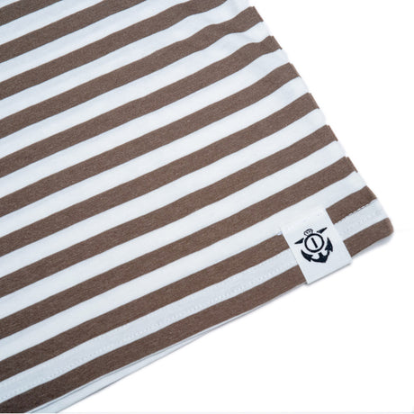 Label Stripe Womens Tee - Natural/ Walnut