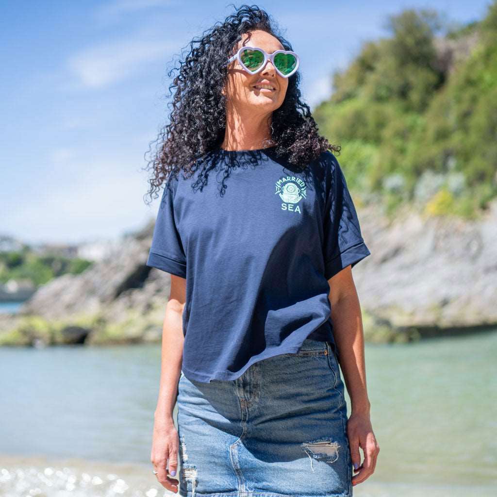 Diver Ladies Cropped T-Shirt | Navy -  - Married to the Sea Surf Shop - 