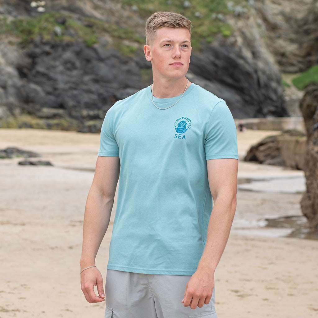 Diver T-Shirt | Teal Monstera -  - Married to the Sea Surf Shop - 