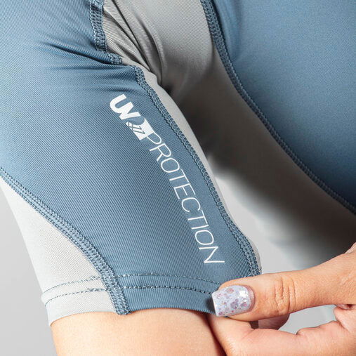 Gul - Womens UV Protection Short Sleeve Rash Vest | Blue/Grey -  - Married to the Sea Surf Shop - 