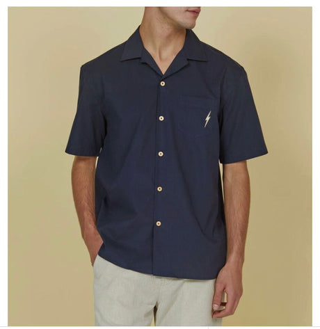 Lightning Bolt - Hawaiian Model Short Sleeve Shirt | Navy -  - Married to the Sea Surf Shop - 