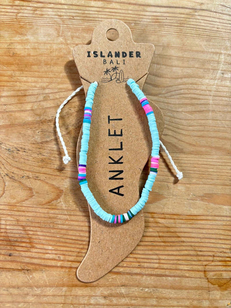 Lucky Bay Clay Beaded Anklet Blue/Pink -  - Married to the Sea Surf Shop - 