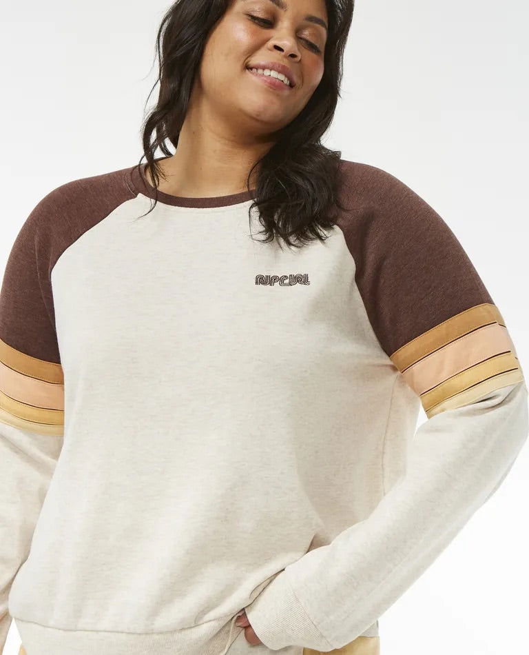 Rip Curl - Surf Revival Raglan Crew | Oatmeal Marle -  - Married to the Sea Surf Shop - 